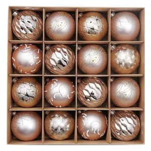 16pcs Rose Gold Theme Shimmer Christmas Ball Tree ornaments XMAS Decoration Set