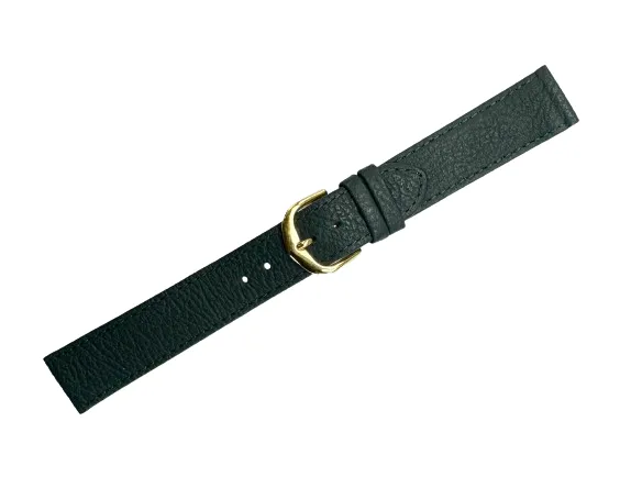 18 MM Flat D.Green Genuine Leather Plain Grain Watch Band, Stitched (A1 Quality)