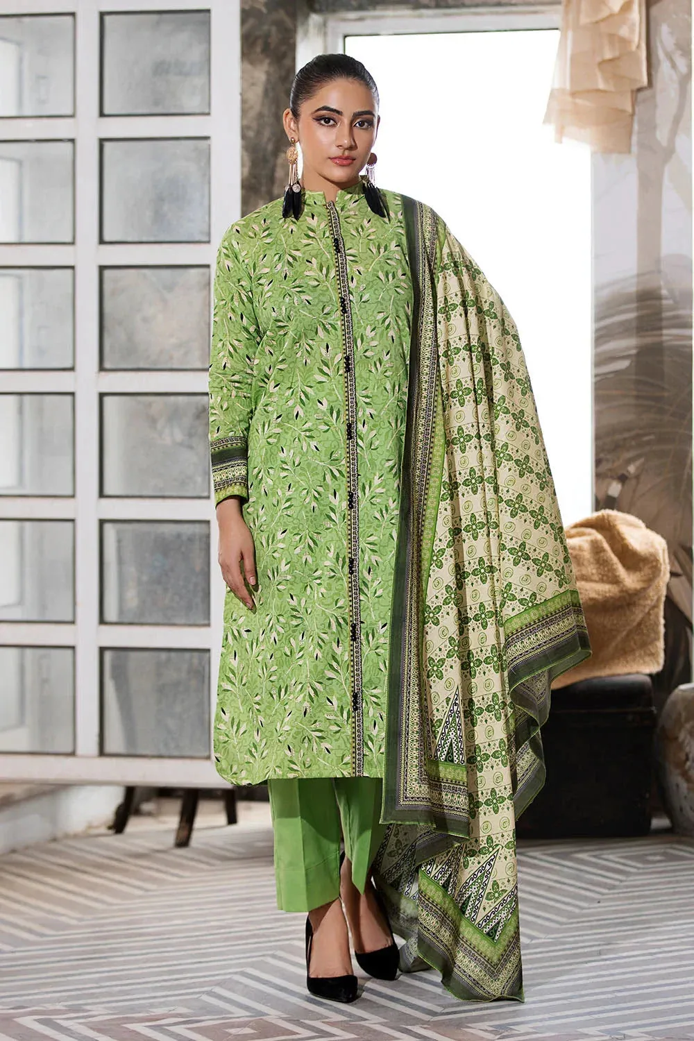 3PC Printed Unstitched Lawn Suit KLA-2589