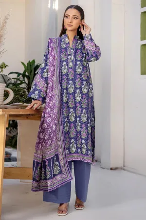 3PC Printed Unstitched Lawn Suit KLA-2708 Blue