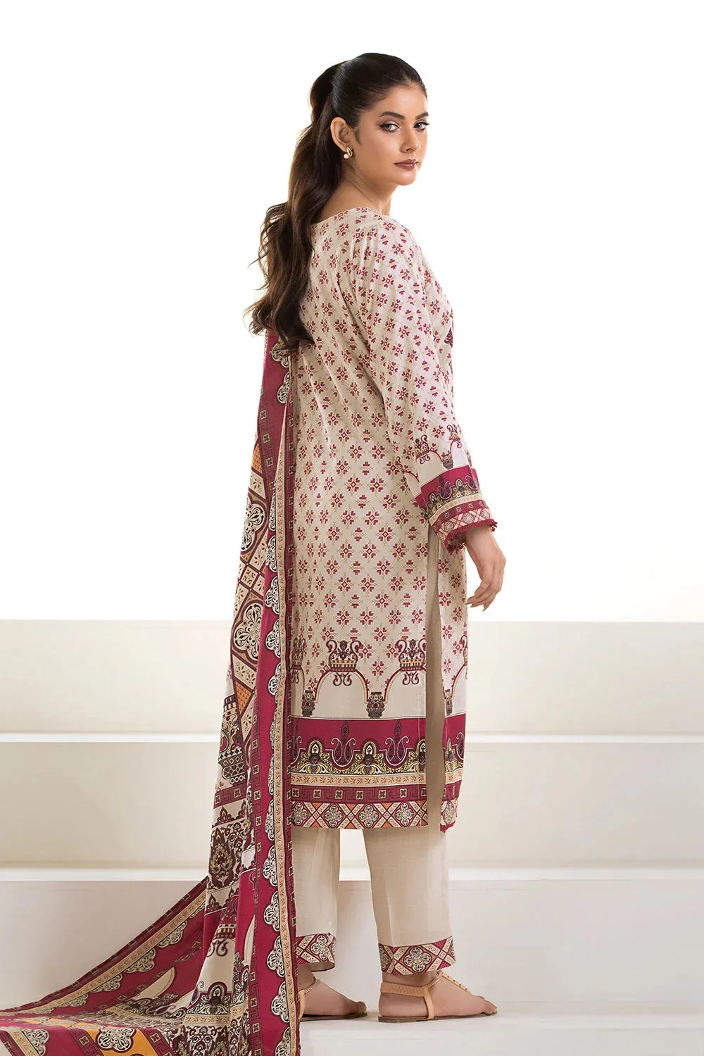 3PC Printed Unstitched Lawn Suit KLA-2747