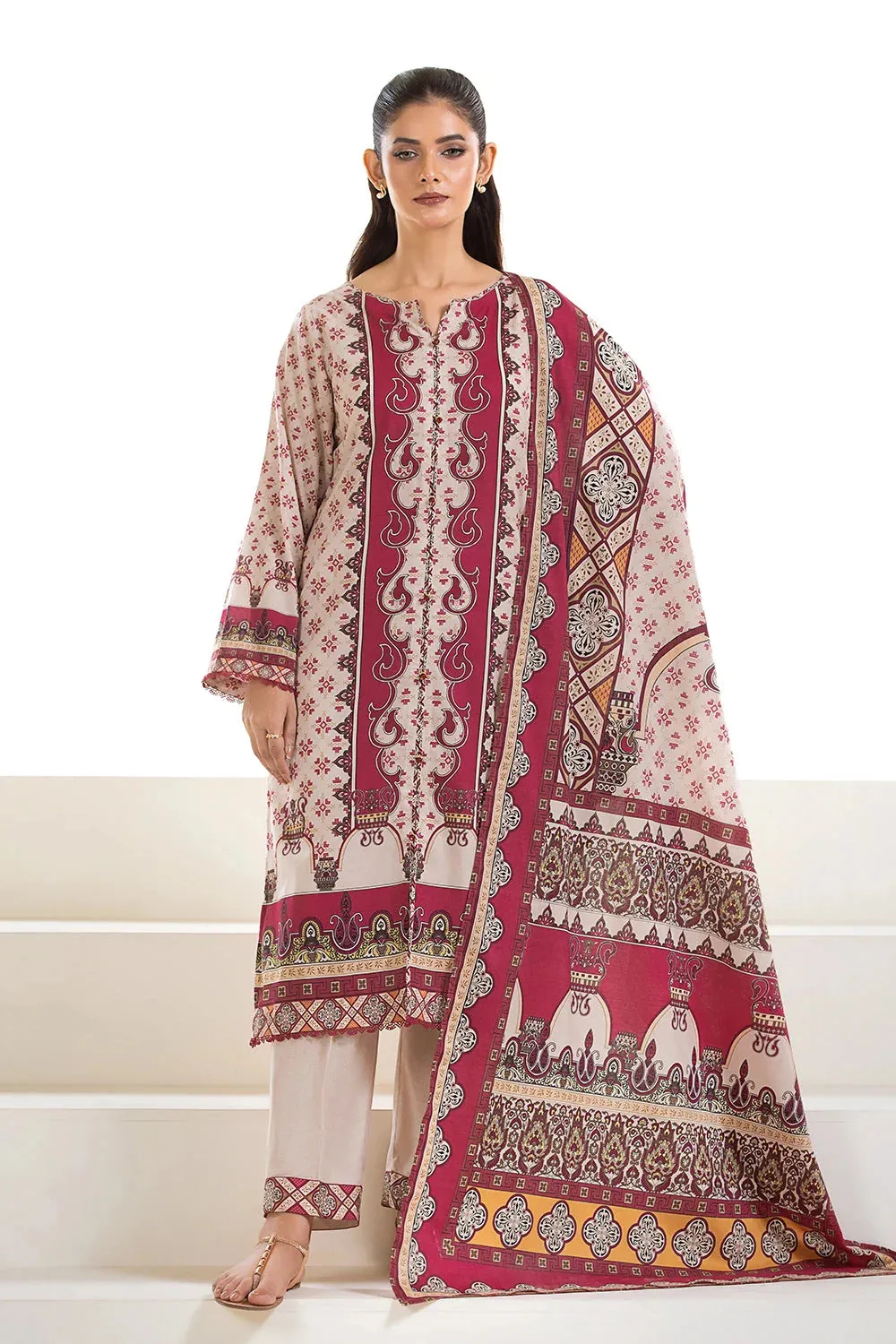 3PC Printed Unstitched Lawn Suit KLA-2747