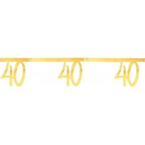 40 Years Old Birthday Banner, Metallic Gold