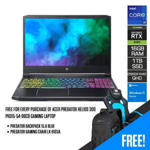 ACER PREDATOR HELIOS 300 PH315-54-96CB | 15.6" QHD | i9-11900H | 16GB DDR4 | 1TB SSD | RTX 3060 | WIN11   PREDATOR BACKPACK BLUE   GAMING CHAIR LK-8103A