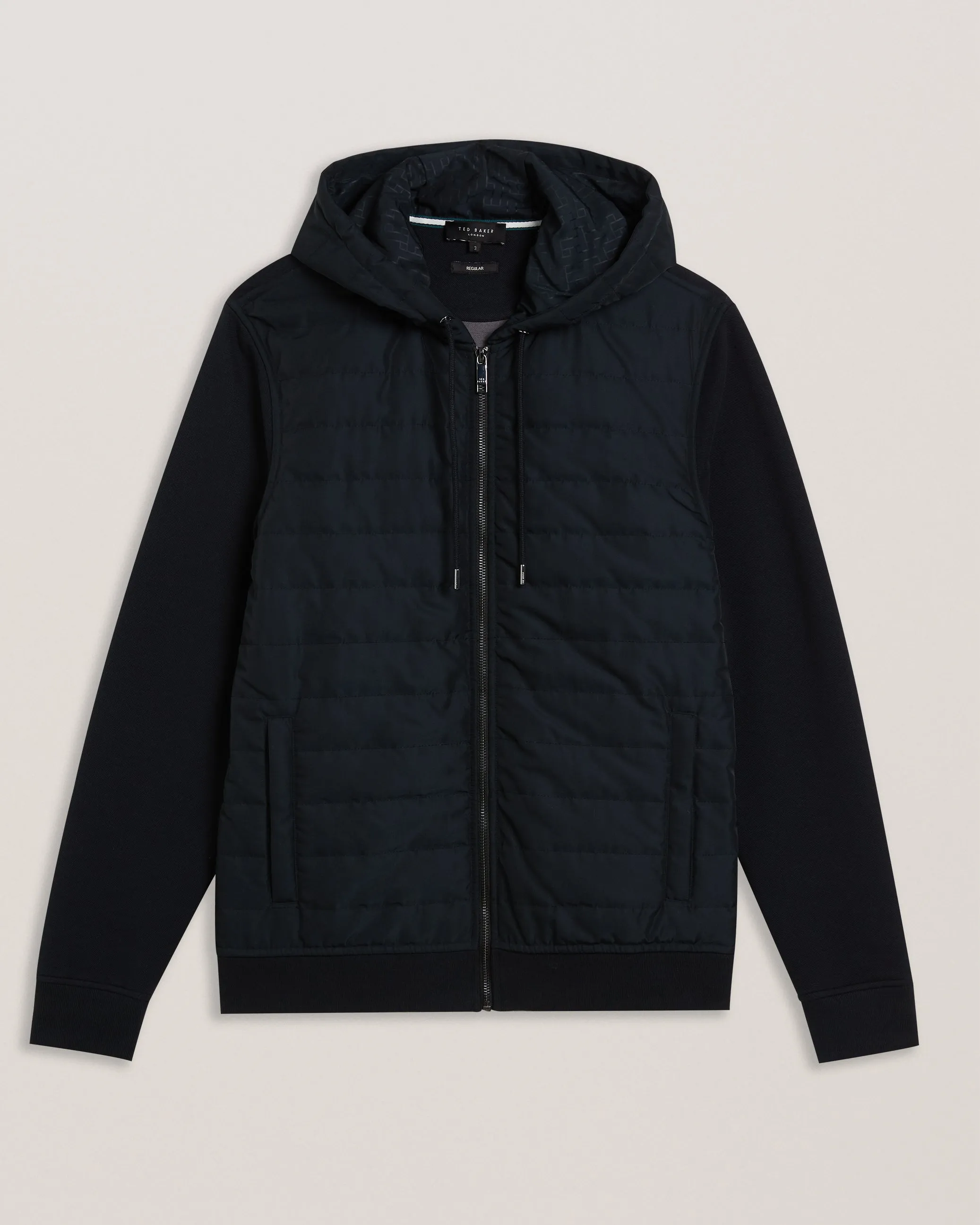 Adburys Regular Quilted Zip Hoodie Black