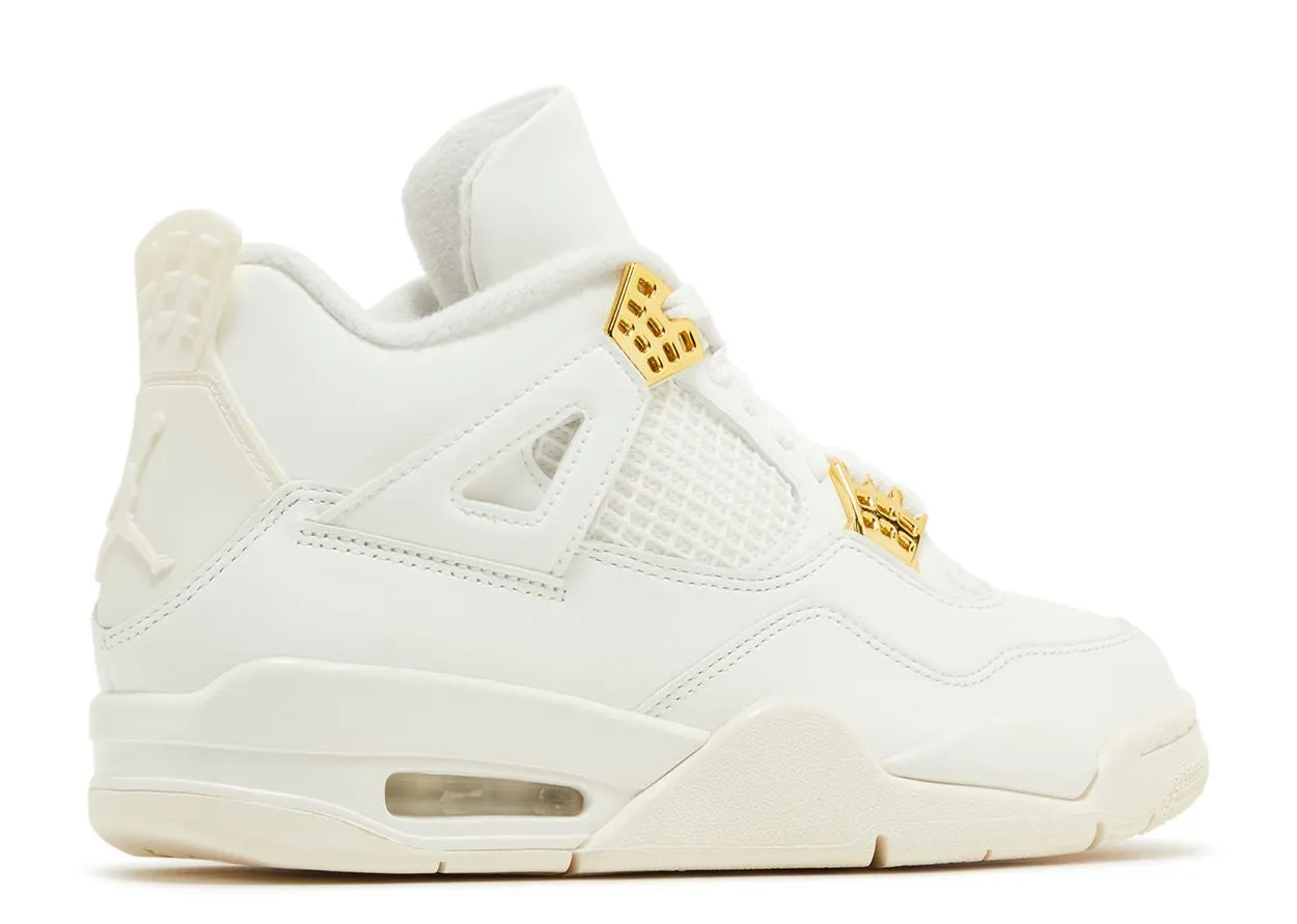 Womens Air Jordan 4 Metallic Gold Sneakers with Premium Finish