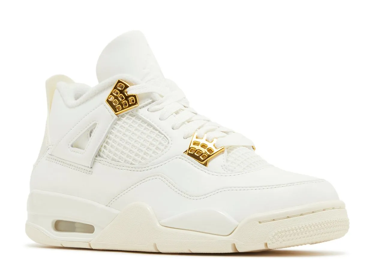 Womens Air Jordan 4 Metallic Gold Sneakers with Premium Finish