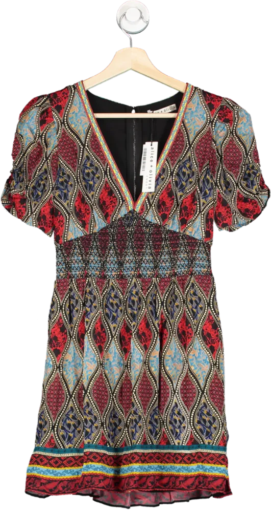 Alice   Olivia Jewel Multi Printed Dress Size UK 8