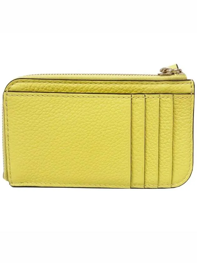 Alphabet Half Zipper Leather Card Wallet Yellow