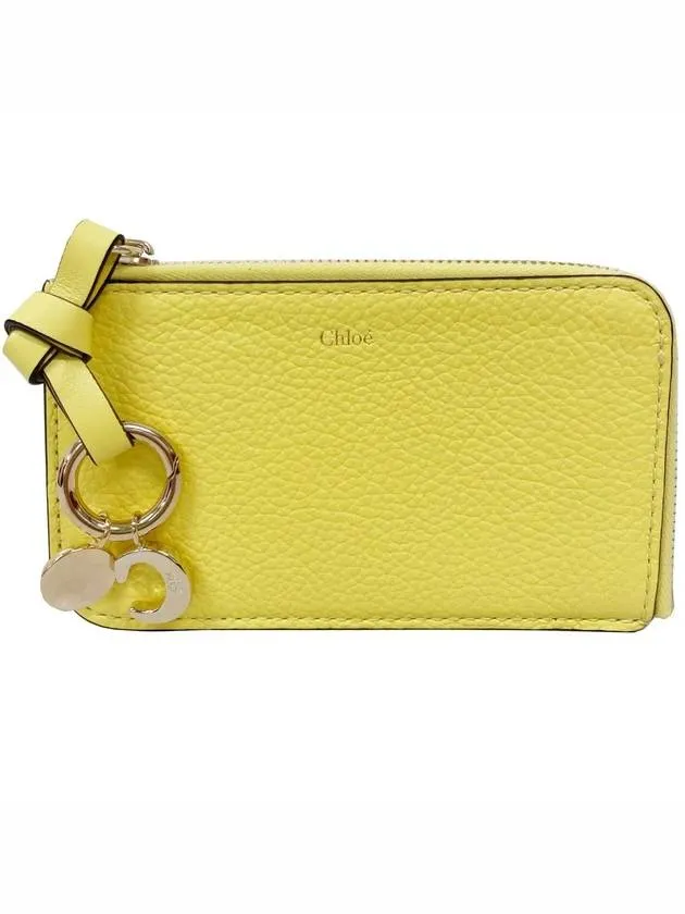 Alphabet Half Zipper Leather Card Wallet Yellow