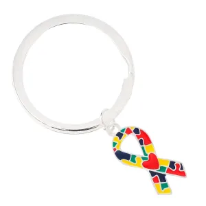 Autism Ribbon with Heart Split Style Key Chains