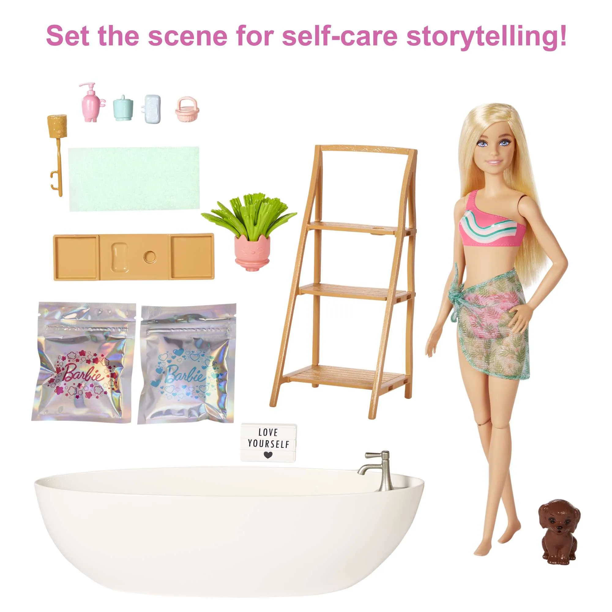 Barbie Doll & Bathtub Playset, Blonde, Confetti Soap & Accessories