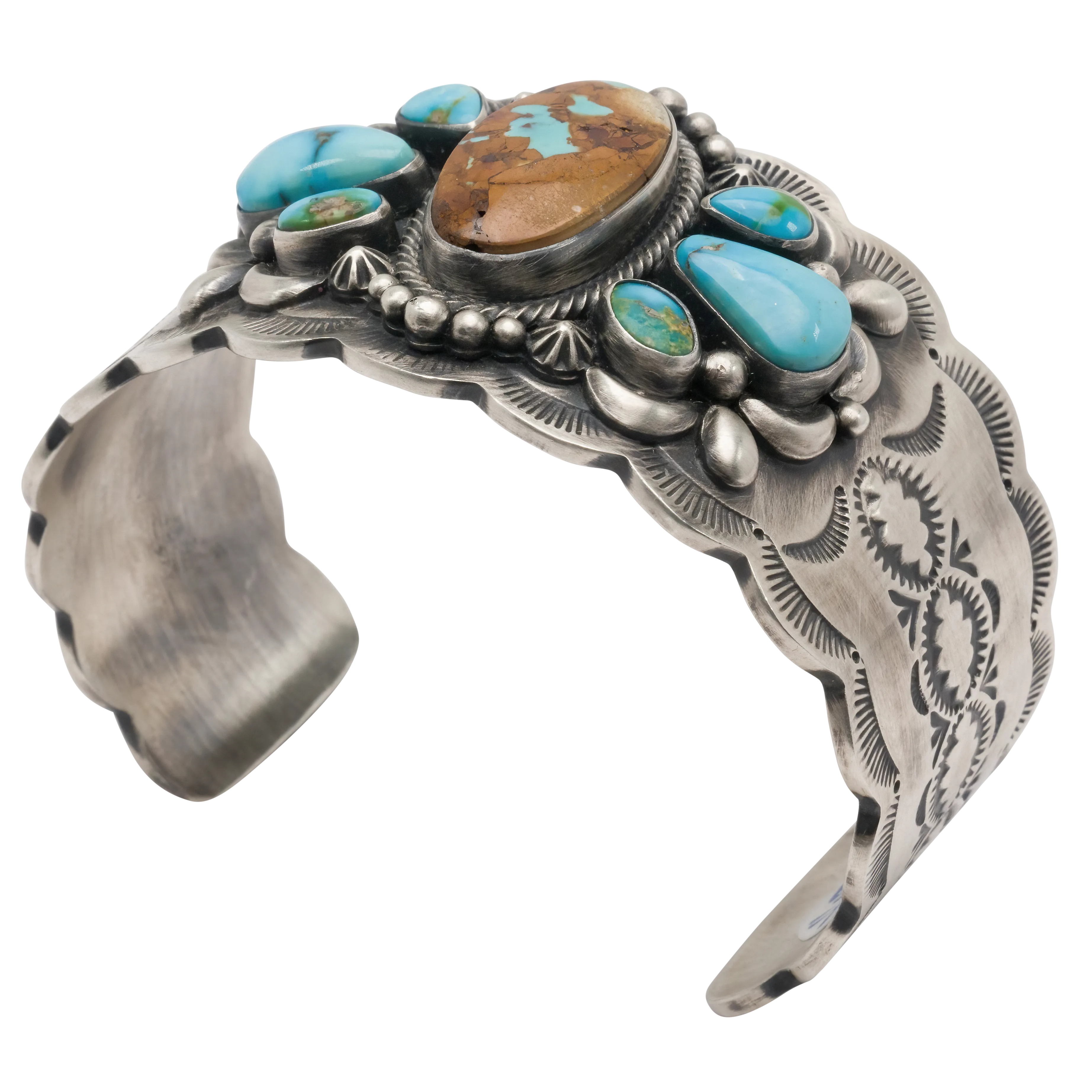 Boulder Turquoise & Sonoran Turquoise Overlay Cuff | Murphy Platero