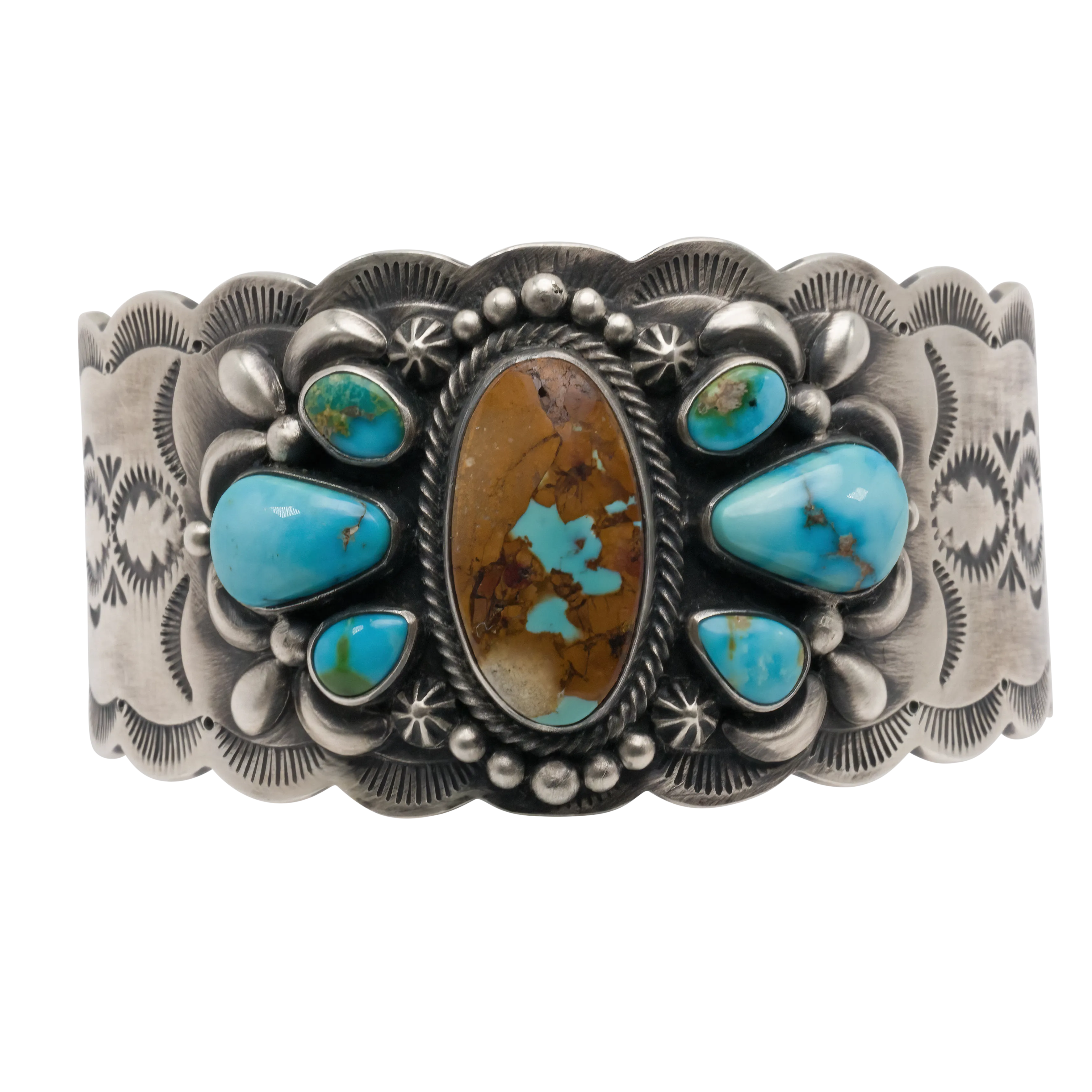 Boulder Turquoise & Sonoran Turquoise Overlay Cuff | Murphy Platero