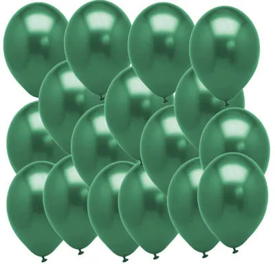 Chrome 11" Latex Balloons - Green /10 Count