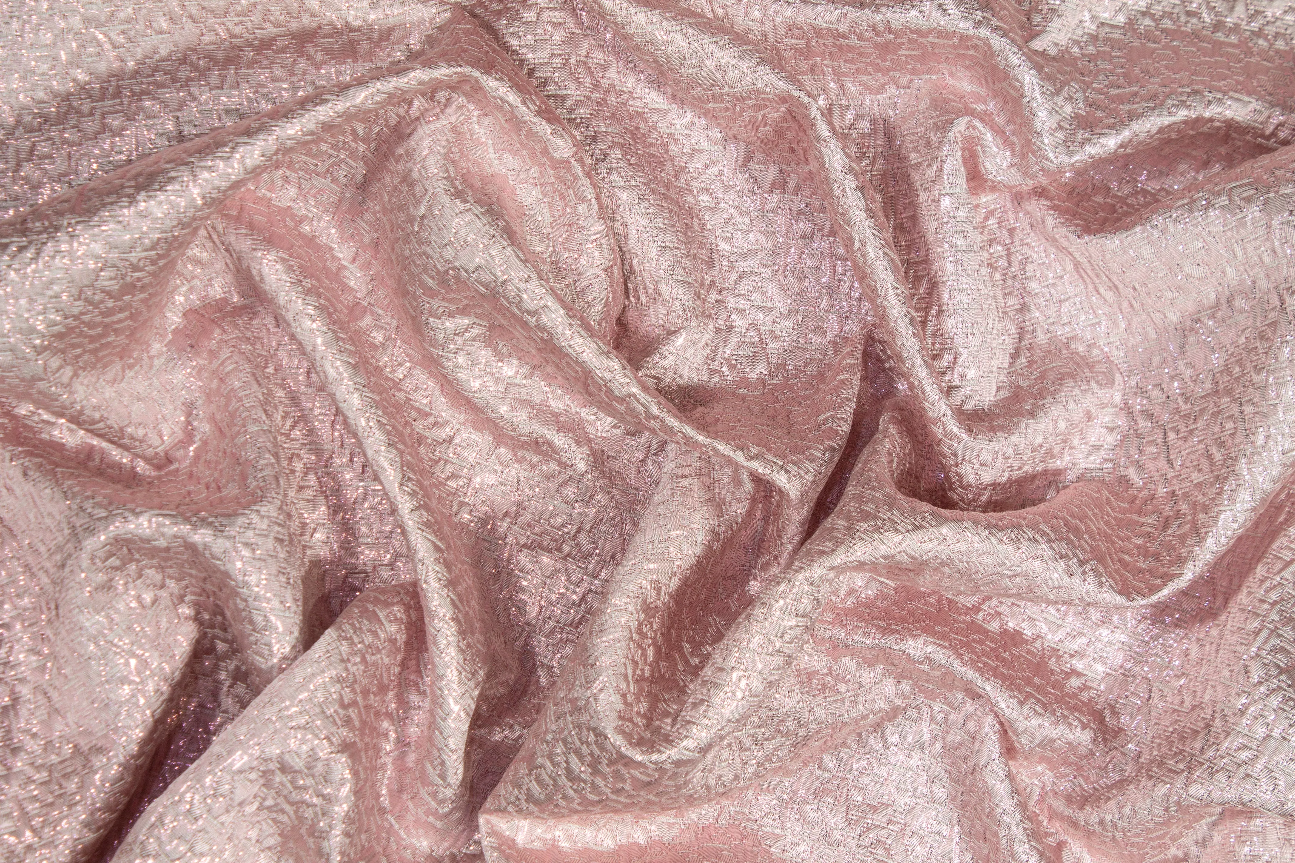 Crushed Metallic Brocade - Pink