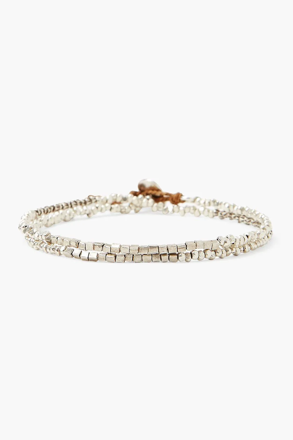 Cube Double Naked Wrap Bracelet Silver