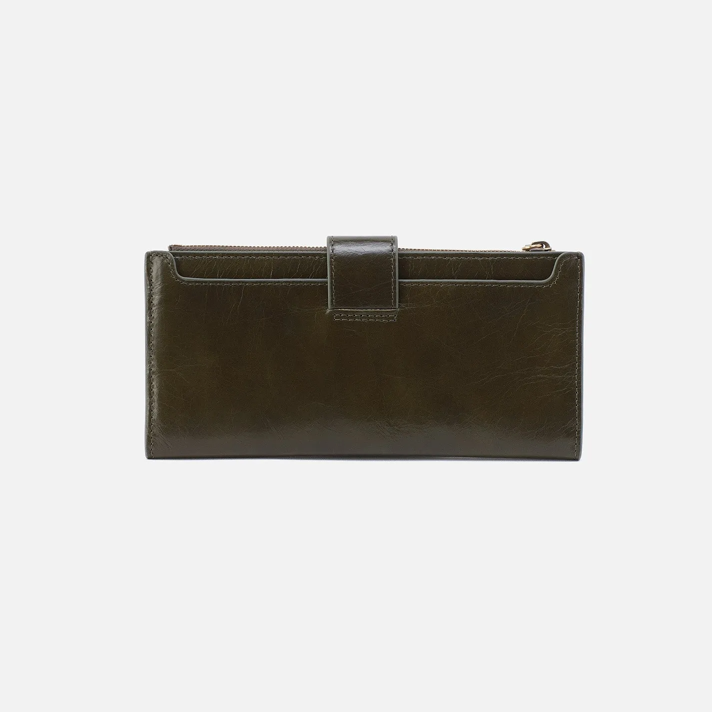 Dunn Continental Wallet In Polished Leather - Deep Moss