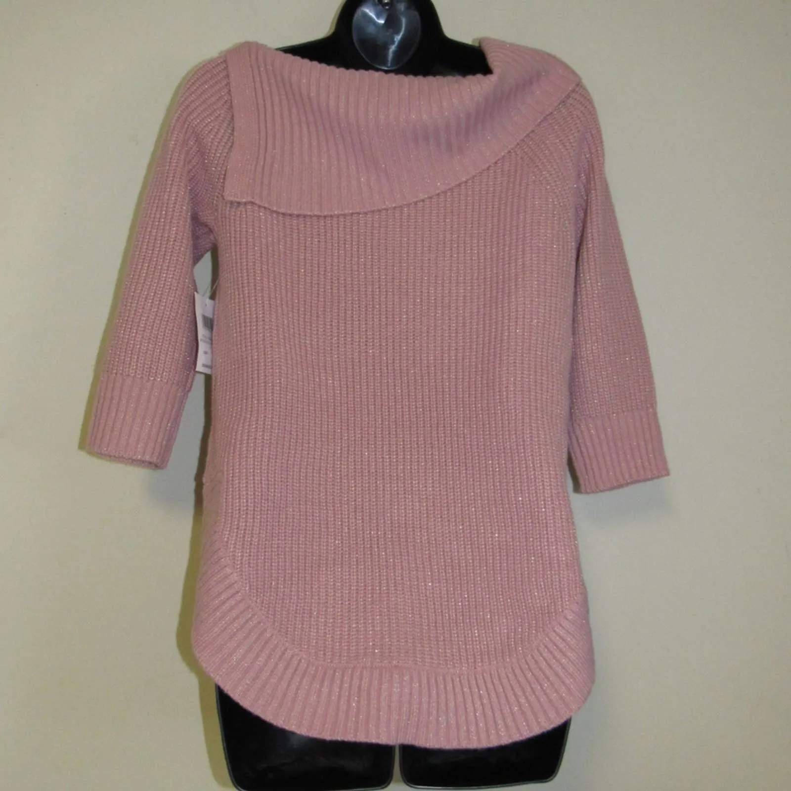 Eighty Ninth   Madison Quarter Sleeve Button Detail Metallic Sweater Small Rose