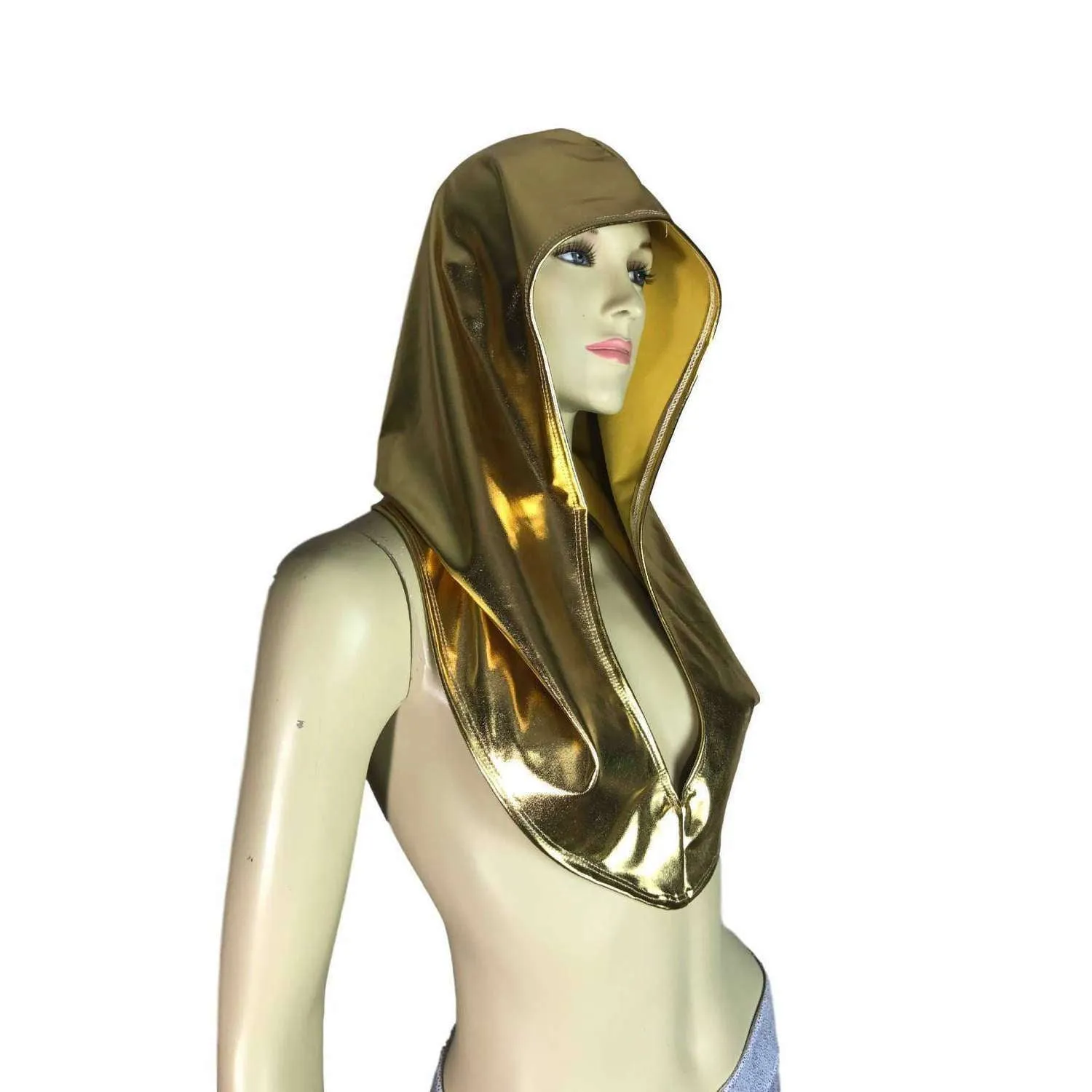 Gold Metallic Rave Hood