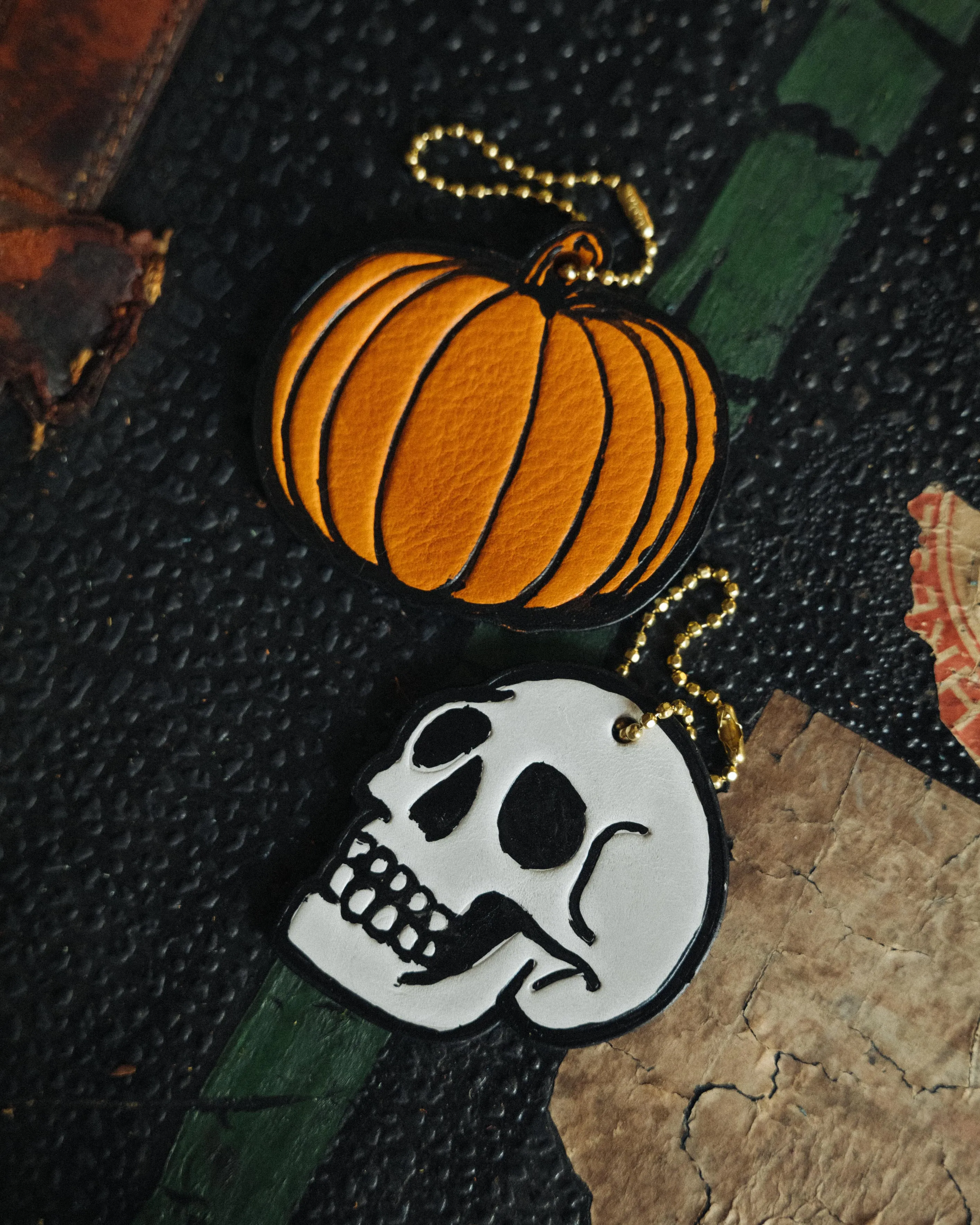 Hand Painted Leather Pumpkin Tag