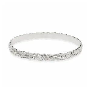 Hawaiian Heirloom Plumeria Bracelet in Sterling Silver - 6mm