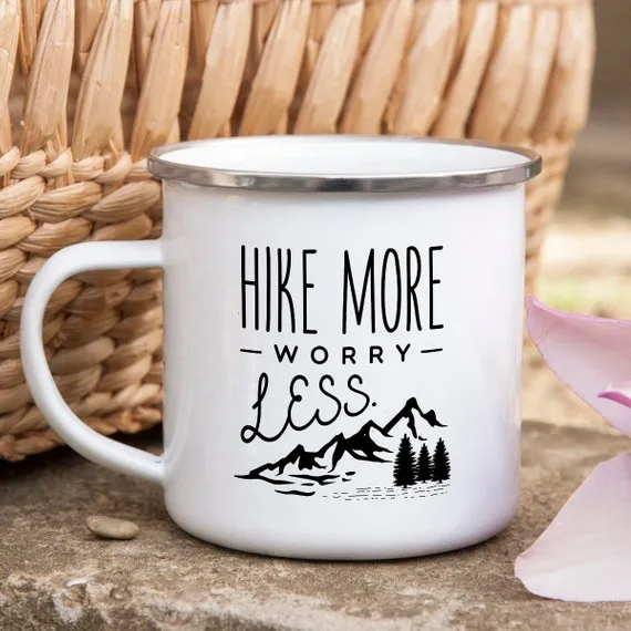 Hiking Gift for Hiker Enamel Mug Wanderlust