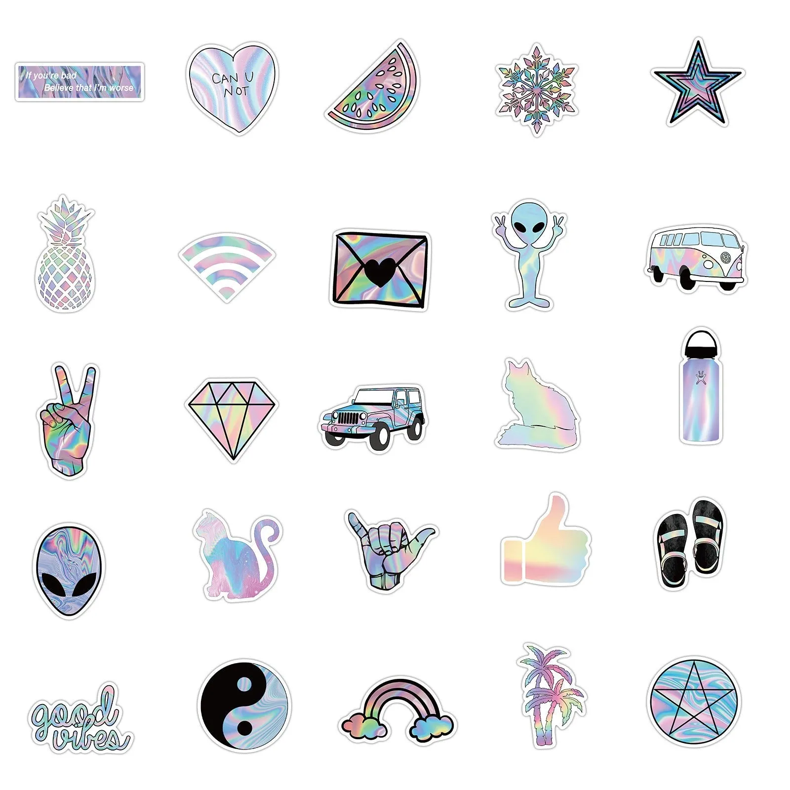 Holographic Stickers Pack - Set of 50