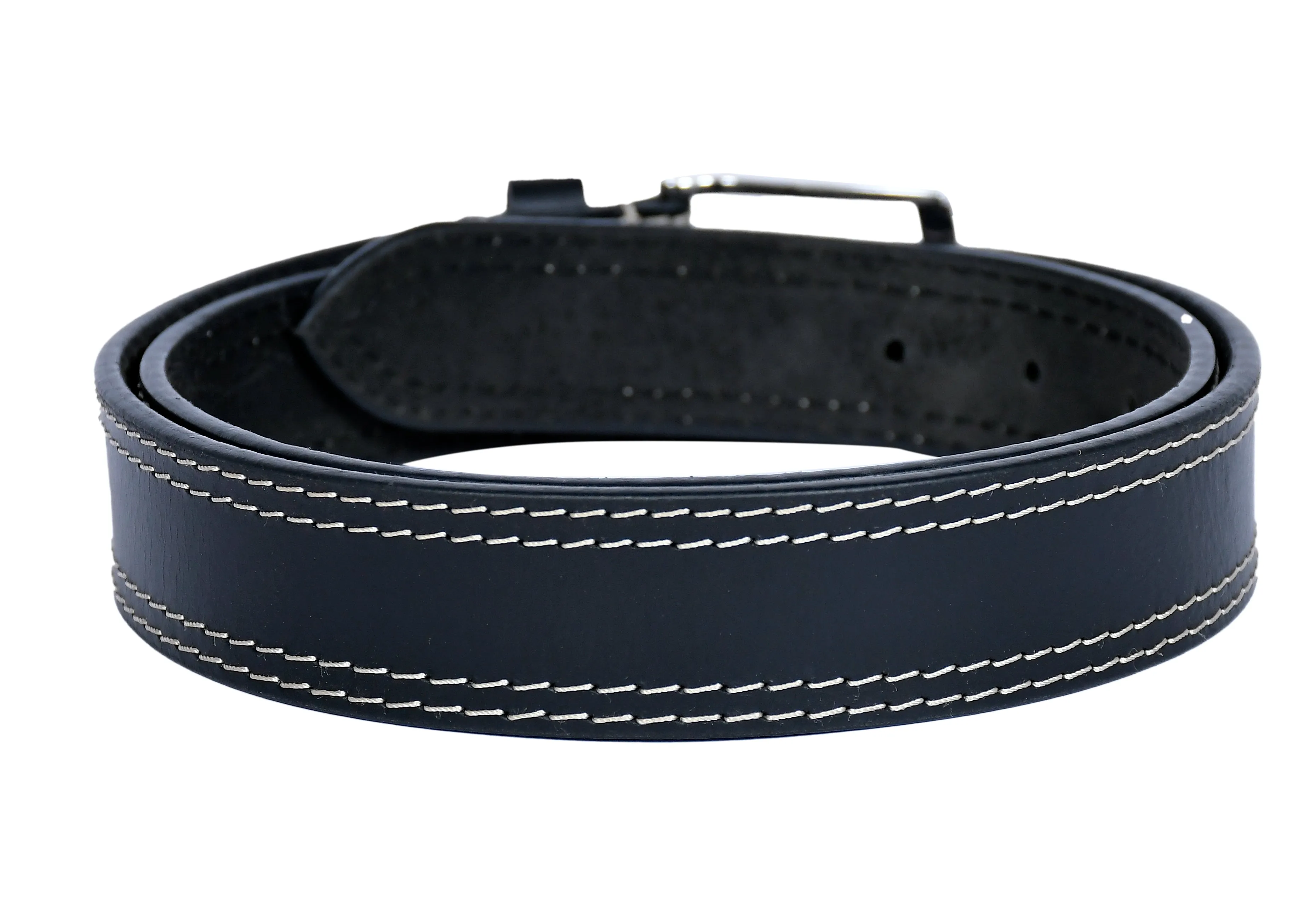 Introducing our "Eclipse Noir" Black Leather Belt with White Stitching. Art: LB-822