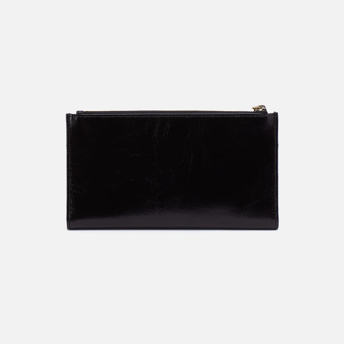 Jill Large Bifold Wallet In Polished Leather - Black