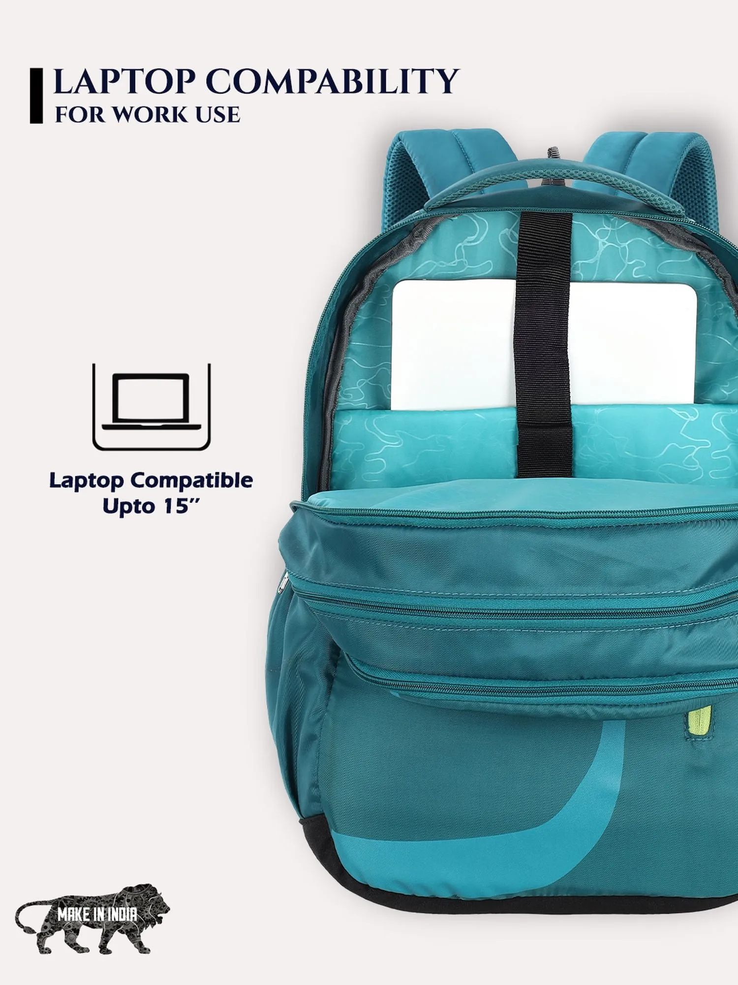 Lavie Sport Zolt X 34L Laptop Backpack For Men & Women | College Bag For Boys & Girls Teal