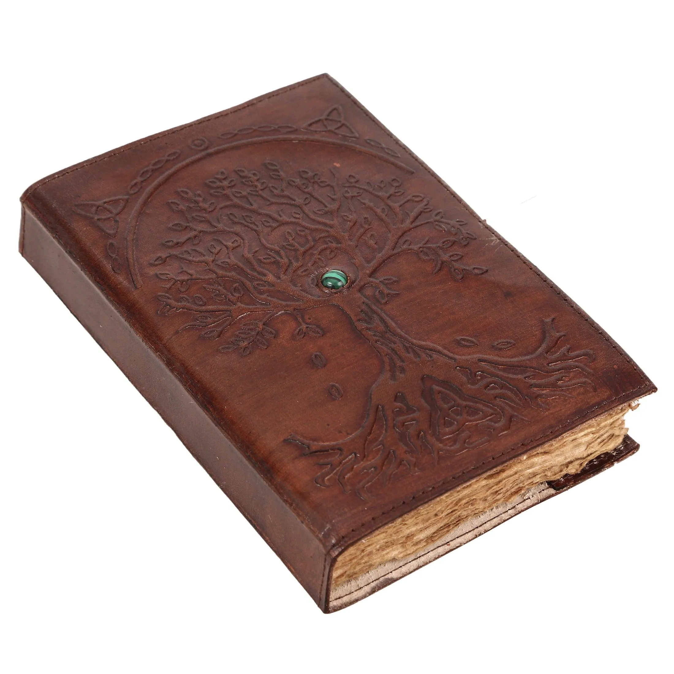 Leather Journal Refillable Lined Deckle Paper Tree of Life Handmade writing Notebook Diary Leather Bound Daily Notepad for women and men Writing pad Gift for Artist Sketch (7x5 deckle brown)