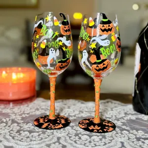 Lolita Set of 2 Halloween Spook-Tacular Stem Wine Glasses