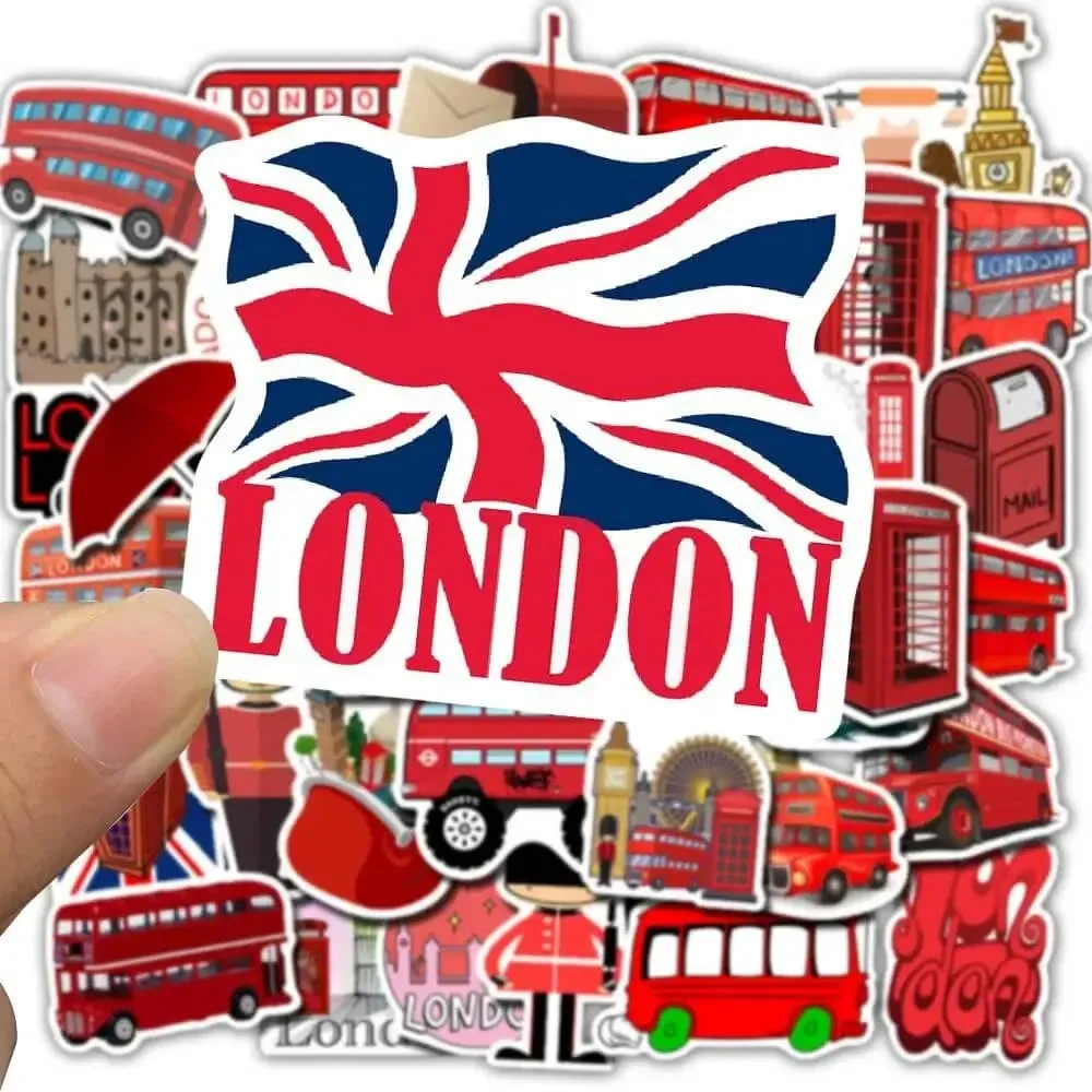 London Red Bus Style Graffiti Stickers Pack - Set of 50