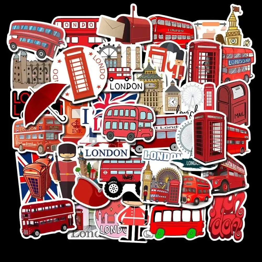 London Red Bus Style Graffiti Stickers Pack - Set of 50