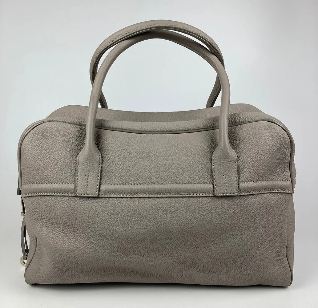 Loro Piana Grey Leather Duffle Tote