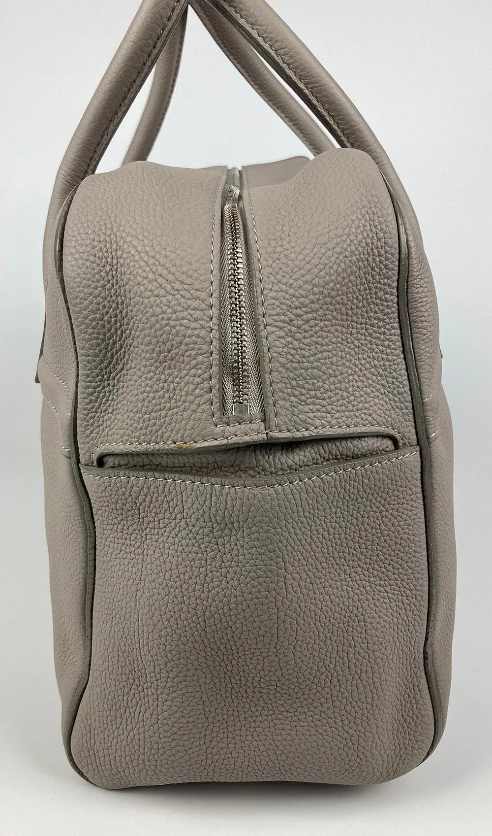 Loro Piana Grey Leather Duffle Tote