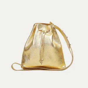 Mini Crossbody Tote | Gold Metallic Leather   Gold Hardware