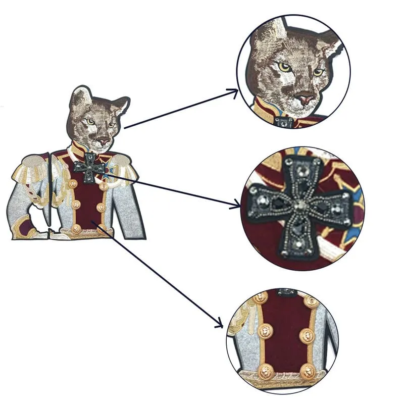 Multicolor Feline Officer Sew Patch