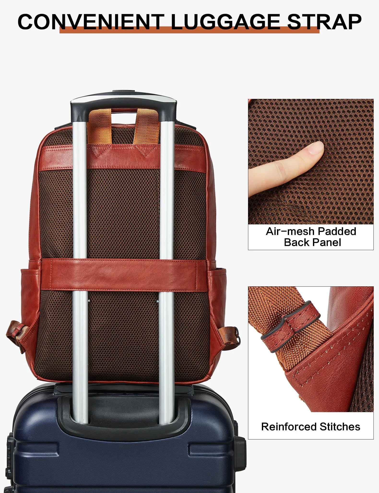 Multifunctional Designer Leather Backpack -- Big and Light