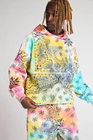 Paisley Printed Tie Dye Hoodie