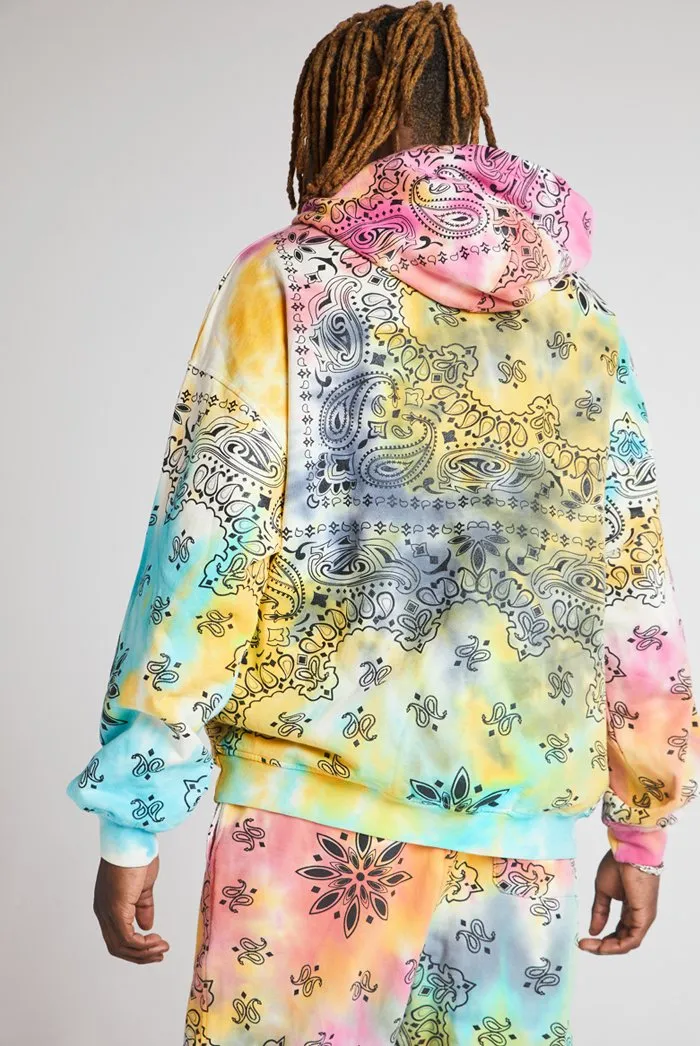 Paisley Printed Tie Dye Hoodie