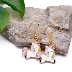 Pink Unicorn Charm Earrings