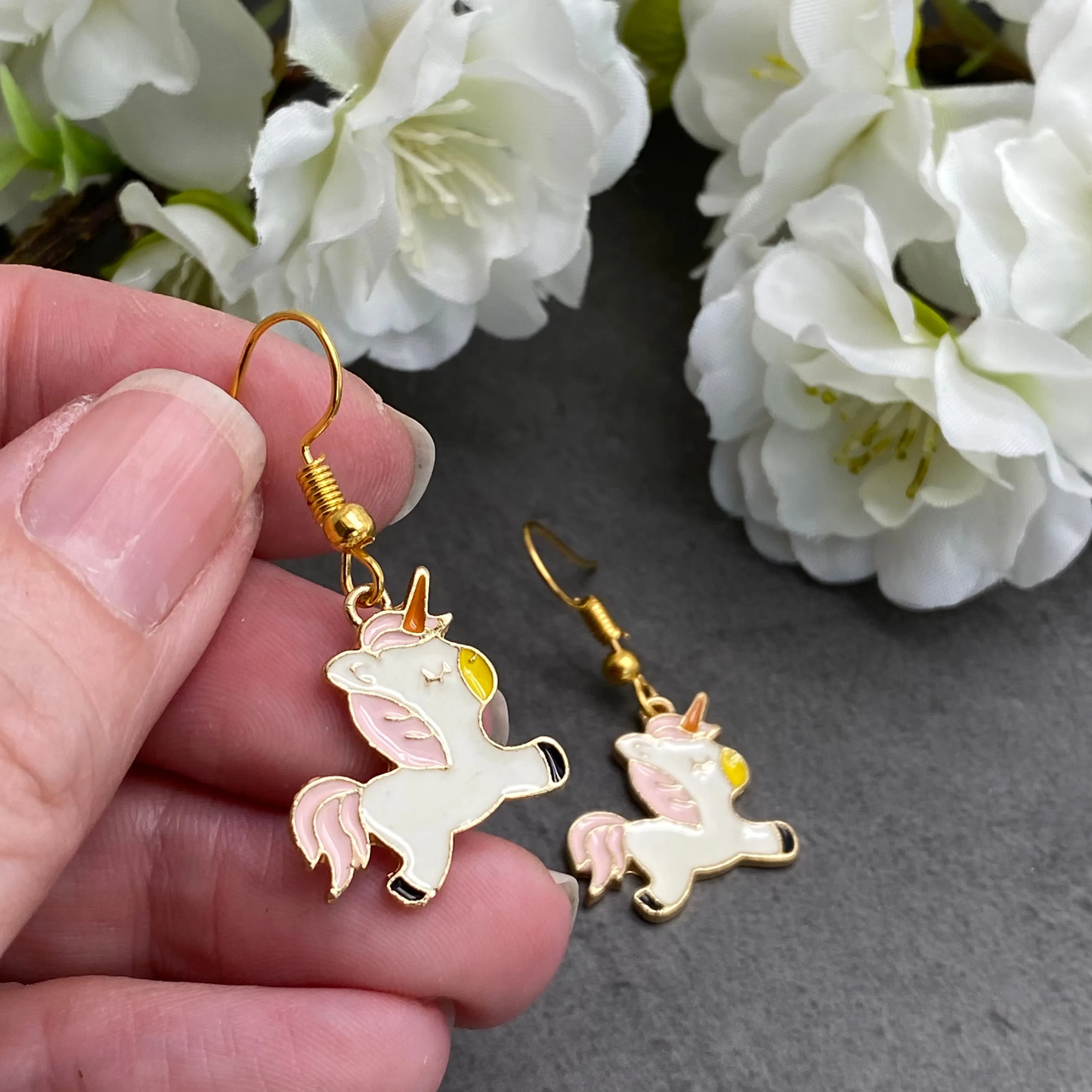 Pink Unicorn Charm Earrings