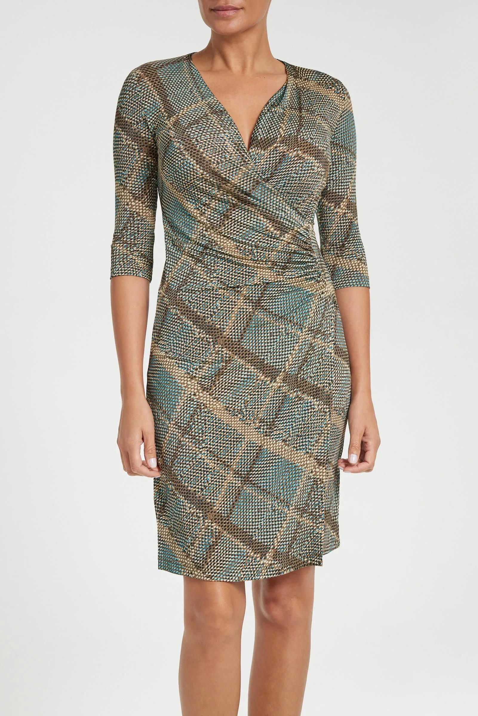 Printed Marine Dress in Reptile Plaid