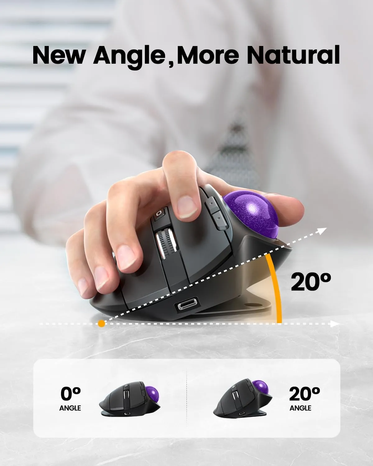 ProtoArc EM01 NL Ergonomic Bluetooth Rollerball Mouse 🖱️