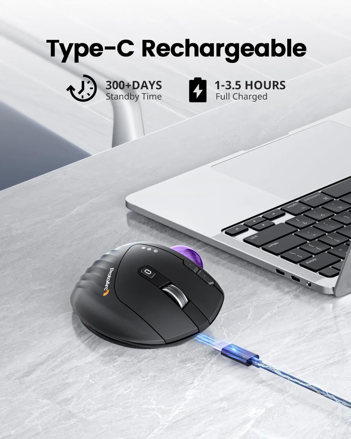 ProtoArc EM01 NL Ergonomic Bluetooth Rollerball Mouse 🖱️