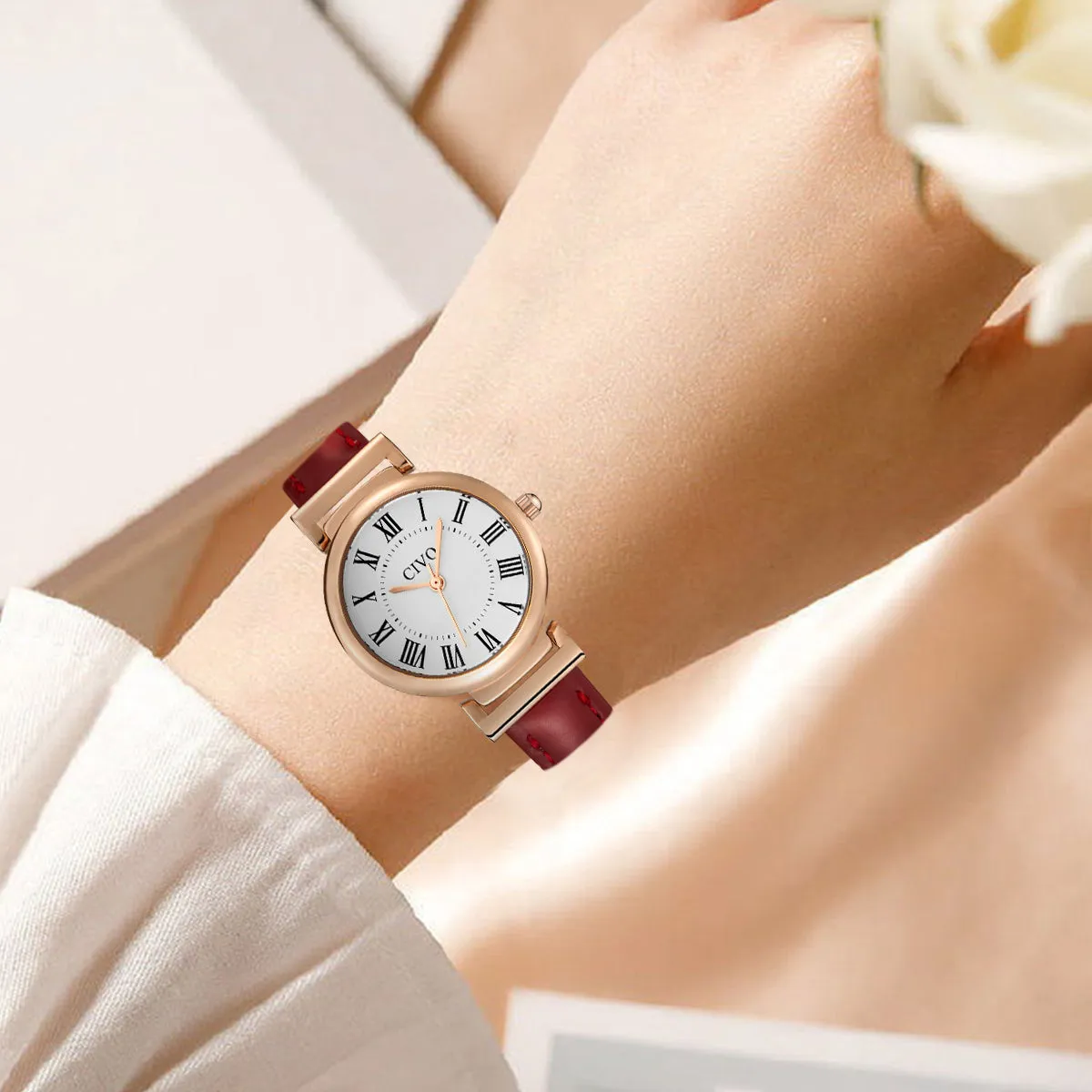 Quartz Women Watch | Leather Band | CIVO 8129C