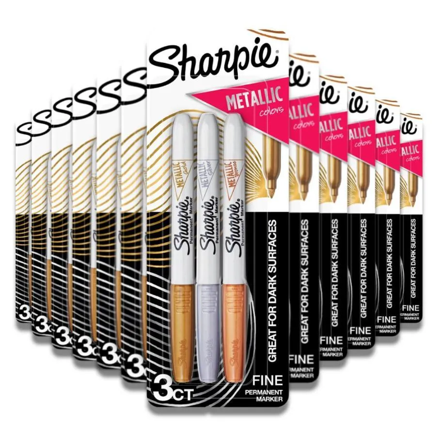 Sharpie - Metallic Permanent Markers Gold Silver and Bronze Bold Fine Point 3 ct - 36 Pack