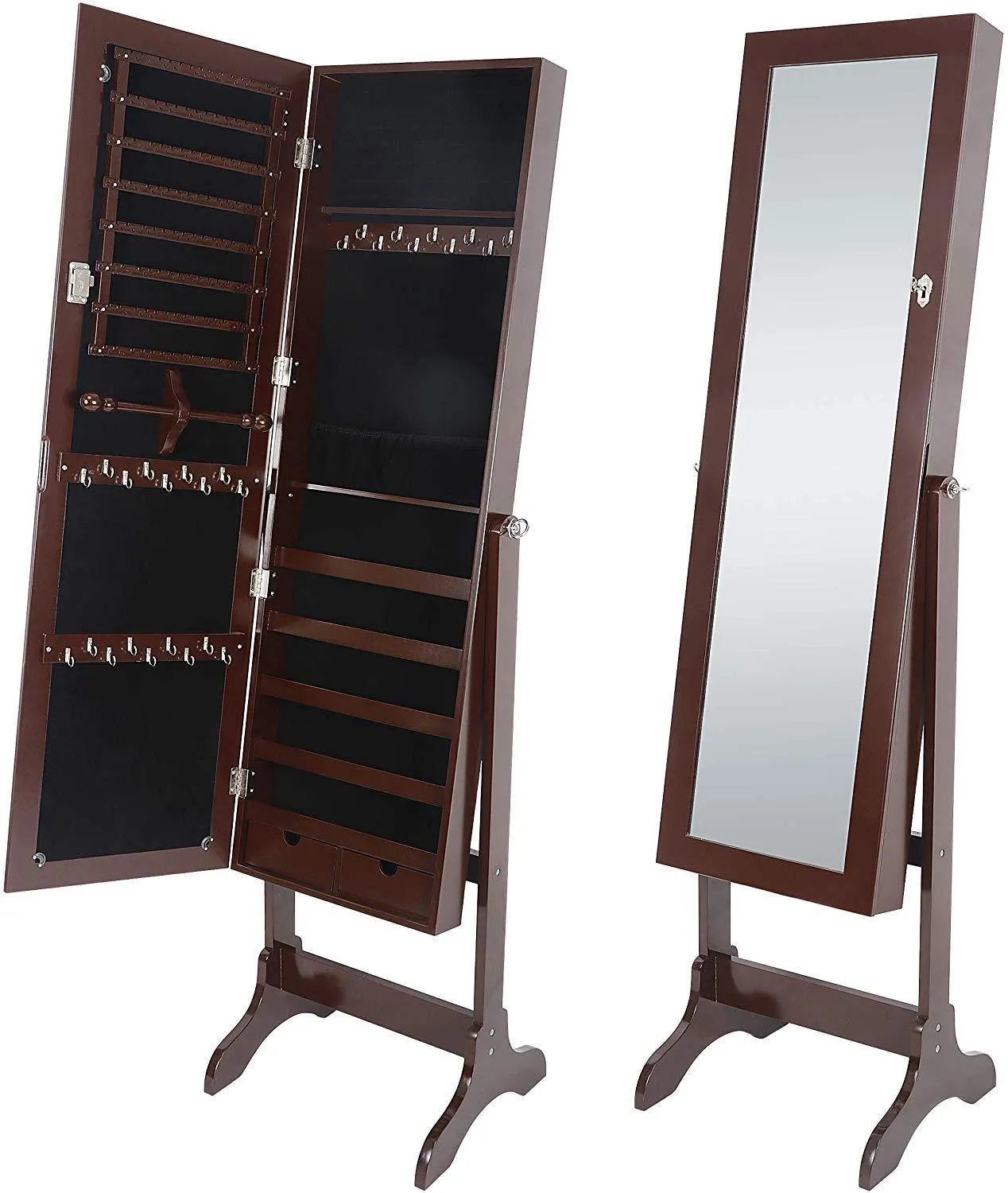 ZENY™ Lockable Jewelry Cabinet Jewelry Armoire with Full Mirror Jewelry Storage